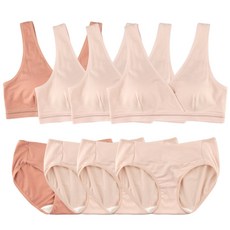 Lenzing Modal 素色哺乳內衣 4入+內褲 4入組