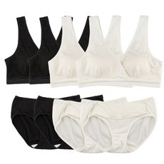Lenzing Modal 素色哺乳內衣 4入+內褲 4入組