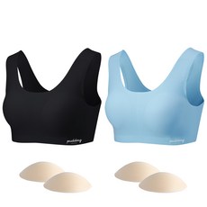 pudding underwear 少女寬肩帶內衣 2入+替換胸墊 4入