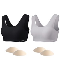 pudding underwear 少女寬肩帶內衣 2入+替換胸墊 4入