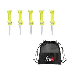 NAYASTYLE 高爾夫球釘 5入 + 專用收納袋組合 GFYP-171-2PU, 黃色(高爾夫球釘), 混合色(收納袋)