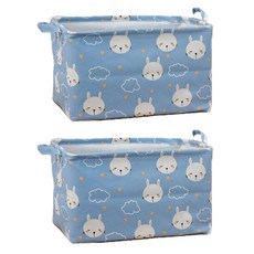 올하이 패브릭 사각 의류 책 화장품 보관바구니, 24 청백토끼, 2개