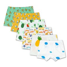 doridori 男童圖案印花4角內褲組 6入