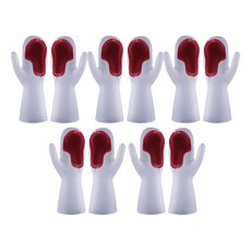 Lizjane 刷頭乳膠手套 左右手一組, 03 魔術刷頭 紅色, 5套