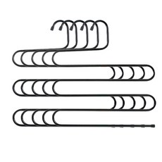 JW Traders多功能防滑褲子衣架, 黑色的, 5個