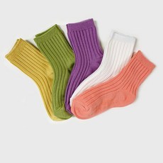 뽀로로 여아용 갑종 골지 장목 보온 양말 5족 세트