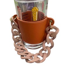 牛皮飲料杯套, 橙粉色鍊子