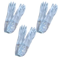 乳膠手套 140*310*10mm, 23絲絨（藍色）果凍長版, 3套