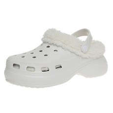 파라다이소 여성용 구멍 송송 크록스스타일 인조 양털 베이 슬리퍼