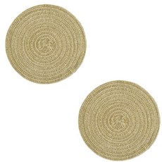 w에이블 감성 원형 테이블 매트 컵받침 2p, 02 골드, 지름 18cm