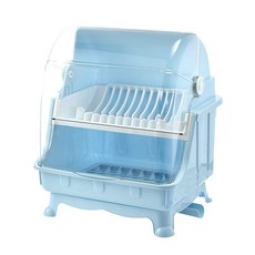 YMJ 2層帶蓋碗碟晾曬架, 藍色