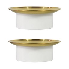 金色圓柱形托盤 2入, 白色的