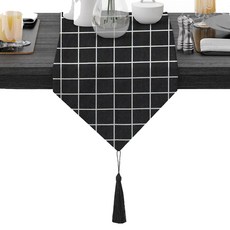 極簡北歐風餐墊, 11 黑色大格紋 黑色, 30 x 320 cm