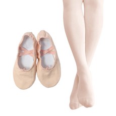 KidsBalletMall 布面芭蕾舞鞋 + 連腳褲襪, 淺桃色, 255