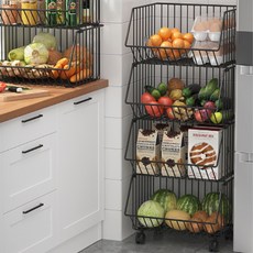 Life Bestf 4層附輪鐵製收納架, 黑色