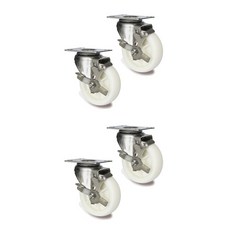 MASTER.S DS 22 系列不銹鋼輕型腳輪 DS 2240 NYL-BK 10.1cm 不銹鋼尼龍（白色） Flat-B/K (BK), 4個