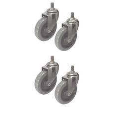 MASTER. S DS 22 系列 不鏽鋼輕量型腳輪 DS 2250 MRP-BT 12.7cm 不鏽鋼 灰色橡膠 (灰色) 螺栓-(BT), 4個