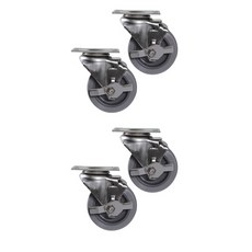 MASTER. S DS 22系列 不銹鋼輕量型腳輪 DS 2240 MRP-BK 10.1cm 不銹鋼 灰色橡膠 (灰色) 平板-附剎車(BK), 4個