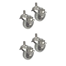 MASTER. S DS 22 系列 不銹鋼輕量型腳輪 DS 2240 MRP-BT BK 10.1cm 不銹鋼 灰色橡膠 (灰色) 螺栓-B/K, 4個