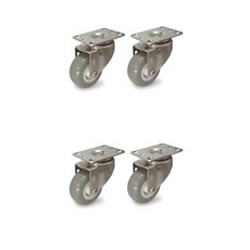 MASTER.S DS 22 系列不銹鋼輕型腳輪 DS 2230 PUP-S 7.6cm 不銹鋼聚氨酯（灰色） 平轉（S）, 4個
