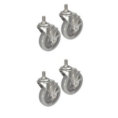 MASTER.S 不鏽鋼輕型橡膠滑輪 DS 2250 MRP-BT BK 螺栓式 灰色 12.7cm, 4個