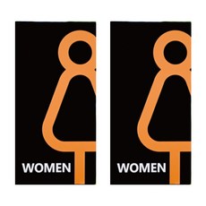 Garden in the City 壓克力女廁標示牌 直式 2入, 黑色(B-2)