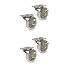 MASTER. S DS 22 系列 不鏽鋼輕量用腳輪 DS 2240 ELP-BK 10.1cm 不鏽鋼 無噪音 (白色) 平面-煞車(BK), 4個