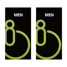 Garden in the City 壓克力男性無障礙廁所標示牌 直式 2入, 黑色(B-3)