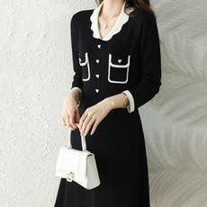 Paperments Heart Tail 優雅針織連身裙 00789, 黑色