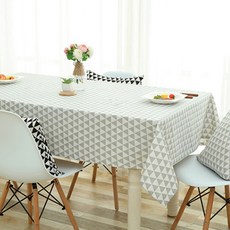 Ptigue北歐風亞麻桌布, 灰色三角形, 140 x 180 cm