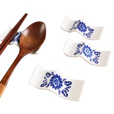合花陶瓷筷架, 白色的, 4個