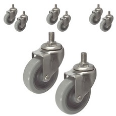 MASTER. S 不鏽鋼腳輪 輕量型 DS 22 系列 4吋 灰色橡膠 灰色 螺栓 BT DS 2240 MRP-BT, 8個