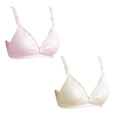 TCR 蕾絲緹花前扣式哺乳內衣組 2色入