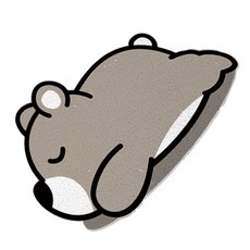 卡通浴室防滑線圈地墊 48 x 75 cm, 灰熊, 1個