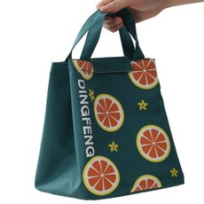 makeme 碎花檸檬保溫便當袋, 綠色檸檬