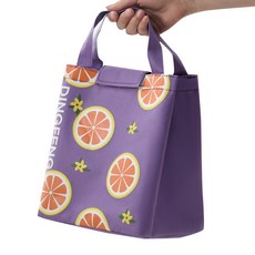 makeme 碎花檸檬保溫便當袋, 紫色檸檬