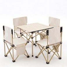 캠프터 캠핑 피크닉 접이식 테이블 의자 4인세트, 혼합색상