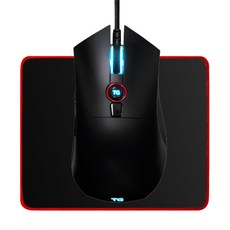 TGTrigem 電競有線鼠標 TG-GM300T + Indena IND-780x350 高級電競鼠標墊, 黑色的, TG-GM300T（鼠標）