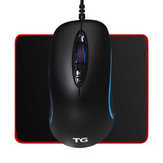 TGTrigem 電競有線鼠標 TG-GM350T + Indena IND-780x350 高級電競鼠標墊, 黑色的, TG-GM350T（鼠標）