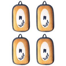 브로픽 양방향 사각 캐릭터 수세미 오렌지, 4개, 1개입