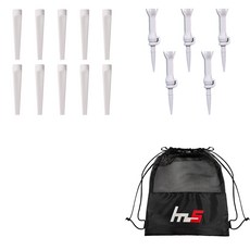 NAYASTYLE 塑膠高爾夫長釘 10入 + PU高爾夫長釘 5入 + 收納袋組合 GFYP-185-1+171-1PU, 白色(長釘), 白色(PU長釘)