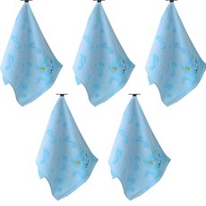 Mudas 柔軟快樂貓手巾 貓毛巾, 藍色, 5個