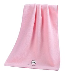 무다스 클리어 코튼 무지 캐릭터 캣 자수 홈 타월 고양이 수건, 1개, 핑크