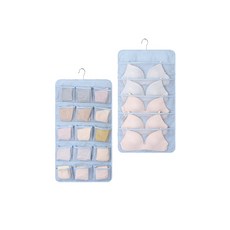 Make Me壁掛式衣櫃掛勾式內衣雙面收納袋 藍色 2件組, 1個