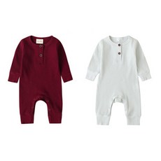 조이멀티 여아용 골지 투버튼 베이직 우주복 2종 세트