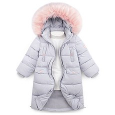 JELISPOON 童款簡約風毛邊連帽保暖長版外套