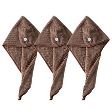 超細纖維快乾髮巾, 棕色, 3個