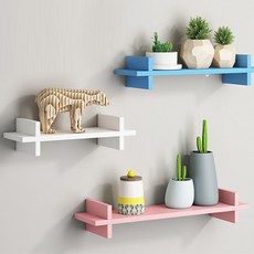 壁掛式置物架 3種組 13, 暖白色、粉色、藍色