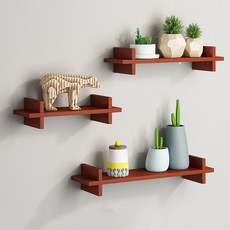 壁掛式置物架 3種組, 柚木