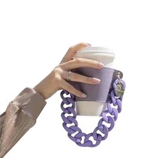 Bluefog攜帶式皮革咖啡杯套 26 紫色 紫色鍊條, 1個, 1件